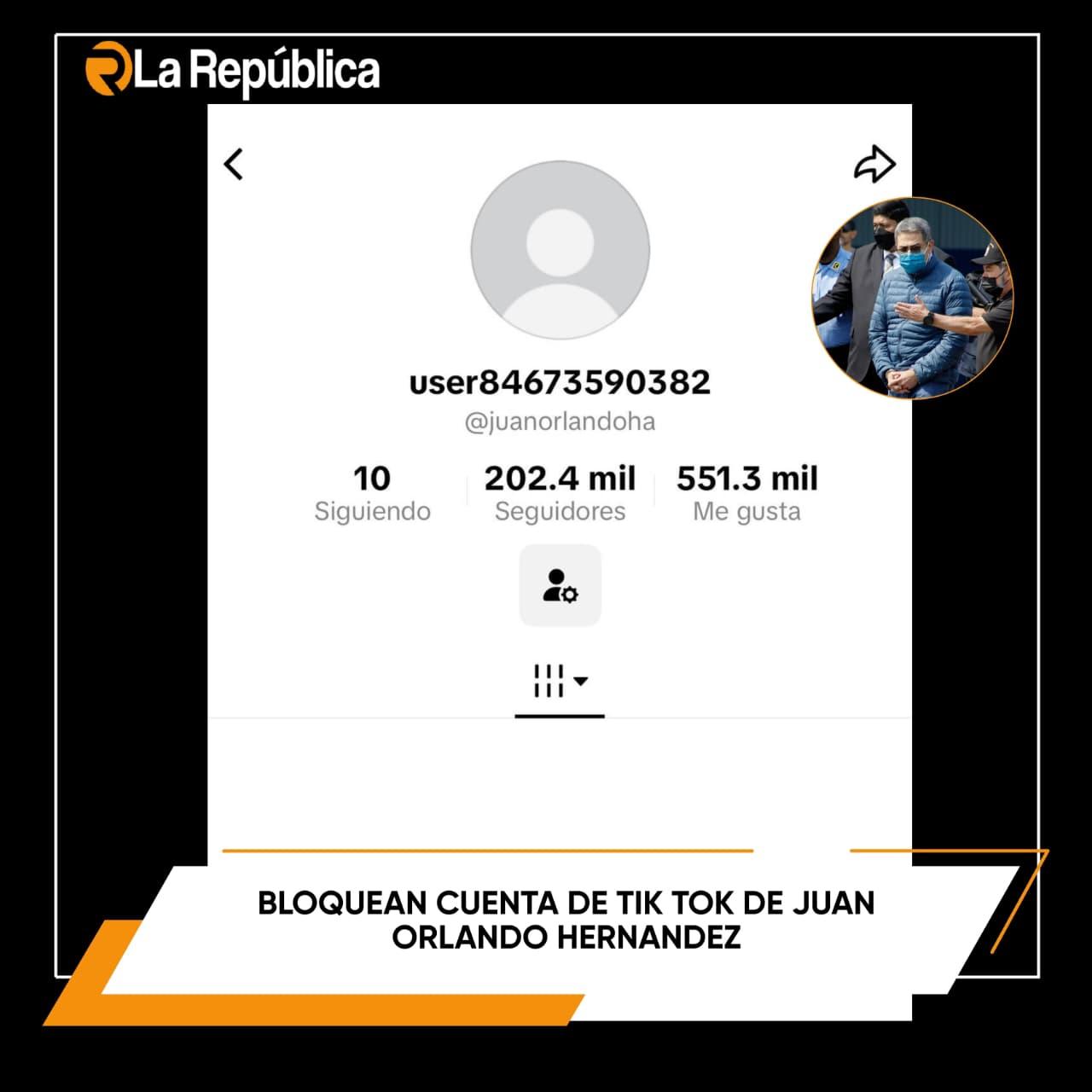 La cuenta de TikTok del exjefe narco Juan Orlando Hernández aparece bloqueada, sin que se conozcan las razones de la restricción en la plata - Cover Image